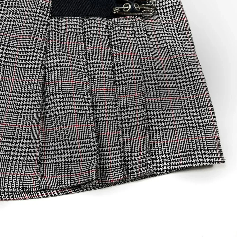 Y2K Serious Los Angeles Plaid Houndstooth Mini Skirt Small Vintage LA Clothing